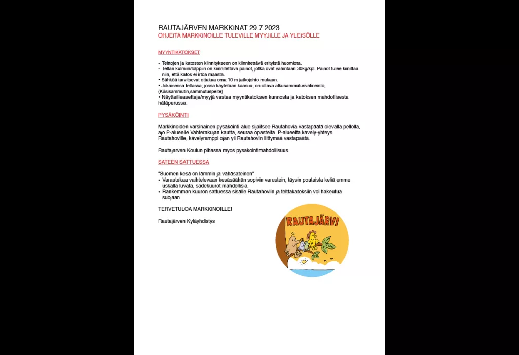 Ohjeita markkinoille 23