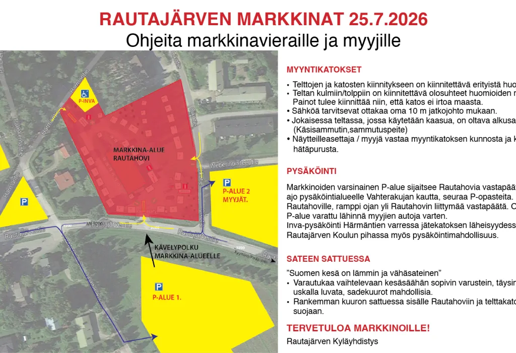 Ohjeita Markkinoille 2026 Rautajärven Markkinat yleisohjeita